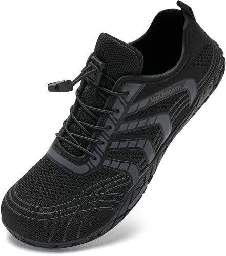 IceUnicorn Barfuss Schuhe Damen Fitnessschuhe Wasserschuhe Herren Strandschuhe Leichte Atmungsaktiv Sommer(Linie schwarz,42EU)