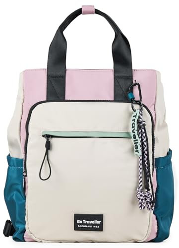 PACO MARTINEZ Sac à Dos Femme avec Poche pour Ordinateur 13, 1 Compartiment Spacieux et 5 Poches, Extensible, Sangle pour Fixation au Trolley de la Valise, Nylon Multicolore