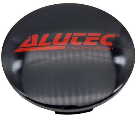1 cache-moyeu Alutec 64 mm noir brillant (N32) avec logo rouge – Couvercle de jante d'origine