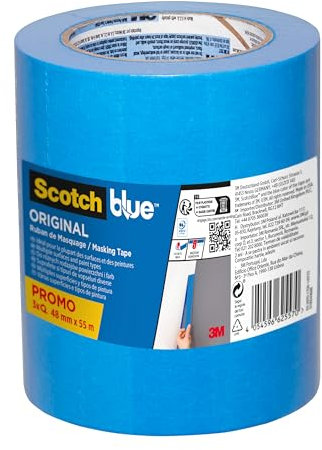 ScotchBlue Ruban de masquage Multi-Surfaces, 48 mm x 55 m, 3 Rouleaux/Emballage, 100% PEFC, SGSCH-PEFC-COC-110078