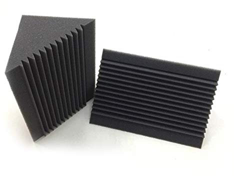 Cpolebev 6 Stücke Akustikschaum Holzkohle/Schwarz Bassfalle Schallabsorption Studio Schallschutz Ecke Wand 12 X 12 X 24 Cm