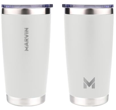 TERMO MARVIN | THE WARMED 600 ML | Termo de acero inoxidable | Conserva frío 12 horas | Conserva calor 8 horas | Botella de Acero Inoxidable | Sin BPA | Tapa antifugas (Good White)