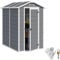 Outsunny Gerätehaus 2,1m², Wasserdicht Gartenhaus mit Boden Pultdach, 131x186x198/172 cm, Geräteschuppen mit Abschließbar Tür, Fenster Fahrradgarage aus Kunststoff, für Hinterhof, Garten, Grau