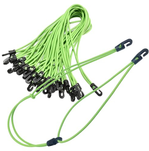 MUWINC Bungee Cords - 18 PCS Bundy Cord with Hooks, 26cm Elastic Rope, Stretchable, Attachable, For Camping, Tarps, Gear Organization (Green)