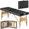 HOMCOM Mobile Massageliege 2 Zonen Klappbar Massagetisch Höhenverstellbar Massagebank 70 cm Breit mit Kopfstütze, Holzfüßen Massagebett Kosmetikliege Schwarz