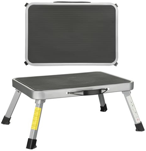 Escalera plegable para caravana – Taburete de acero de hasta 150 kg – Escalera plegable antideslizante con pies de goma – Escalera para autocaravana, cocina – Certificado EN14183