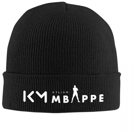 UKHQFED Strickmütze mit gedrucktem Design KM Mbappe Fußballmützen Herbst Winter Mützen Warme Fußballmütze Unisex-Mütze Personalisiertes Geschenk