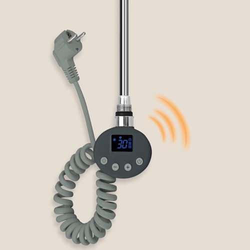 S'AFIELINA Resistencia Calefactora para Toallero 900W con Termostato WiFi | Recambio Resistencia Eléctrica para Toallero Baño, Barra Calefactora con Temporizador, Pantalla LCD Táctil Antracita