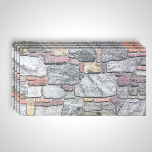 Deconil EPS 3D Wandpaneel Ziegeloptik – 100x50x2 cm – Realistische Backsteinoptik Wandverkleidung – Leicht, DIY Montage, Wärme- & Schalldämmung – Für Innen & Außen (SWP-E4, 4 Stück)