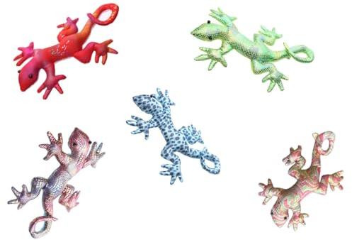 MEGA Gecko Plüschtier, 25 cm, Sandfüllung, Leuchtende Farben, Dekorativ (Klassisch, 3, jeder)