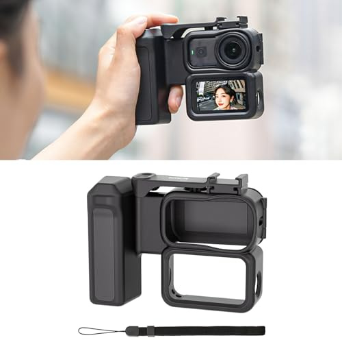 Camera Shooting Handle Grip for DJI Osmo Nano Bracket Comfortable Quick-release Grip Kit with Shutter Button for Vlogging & Travel Shoot, Protective Cage with Cold Shoe Mount, Hand Strap