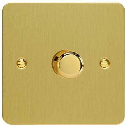 Varilight 1-Gang 2-Way V-Pro Push On/Off Rotary LED Dimmer 1 x 0-120W Brushed Brass