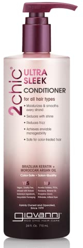 Giovanni Cosmetics 2chic Brazilian Keratin and Argan Oil Ultra-Sleek Conditioner, 24 OZ