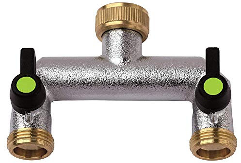 Aquajet 469 L Robinet à 2 Voies avec chemins de débit indépendants et réglables avec étiquette, Argent, 3/4-3/4 x 3/4 x 3/4
