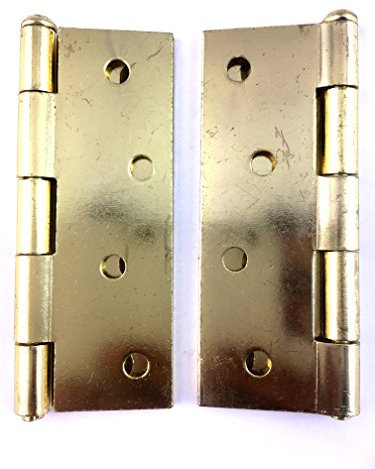 Pack of 10 100mm 4 Loose Pin Butt Hinges - Electro Brass Plated by Euroart