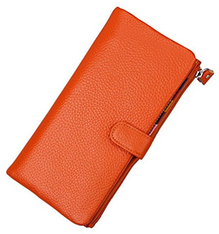 AprinCtempsD Damen Geldbörse Echt Leder Portemonnaie Bunt Clutch Lange Geldbeutel Große Kapazität mit Reißverschluss