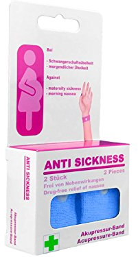 Scarlet Health Bracelet d'acupression « Pregnant », 1 paire contre les nausées et les maladies de mer, pour femmes enceintes, bande anti-nausées pour le poignet, 2 bandes élastiques (bleu)