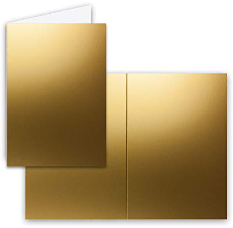 25x Falt-Karten DIN A6 in Gold Metallic - Blanko - Doppel-Karten - 250 g/m²