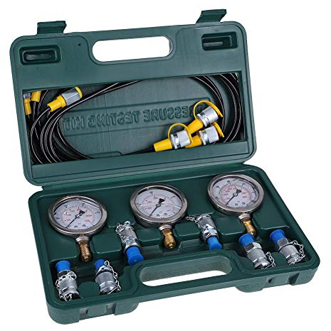 Hydraulik Manometer Kit,Bagger Hydraulisches Prüfgerät Hydraulik Druckmanometer Hydraulik Messkoffer mit Schlauchkupplung und Messgerät für Baggern Baumaschinen