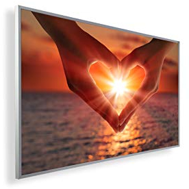 Könighaus 300W Infrarotheizung mit Bild in HD Qualität ✓ inkl. Thermostat ✓ 5 Jahre Garantie ✓ Doppelter überhitzungsschutz ✓ Infrarot Wandheizung ✓ Motiv: 47. Herz Sonnenuntergang