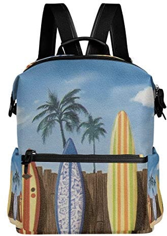 MONTOJ Strandtasche, Surfbrett, Leder, bunt, Campus-Rucksack