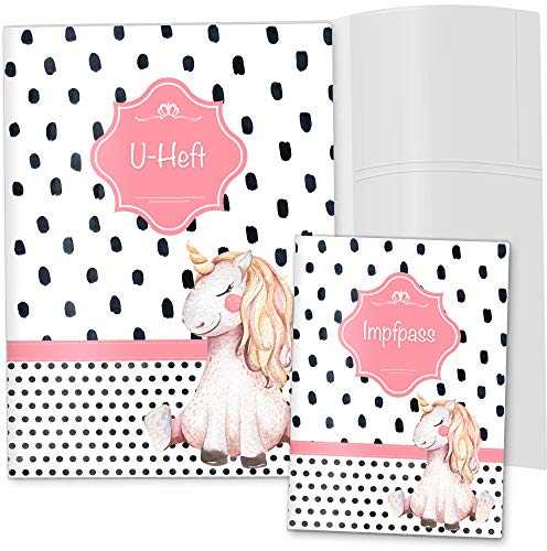 OLGS U-Heft- und Impfpasshüllen 3-teilig Set Creative Royal Zauberpferd | hochwertige Untersuchungsheft & Impfpass Hülle für dein Baby (U-Heft Set 3-teilig ohne Personalisierung, Einhorn)