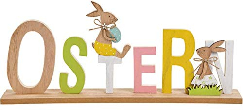 wkg Schriftzug Ostern 30cm Holz bunt Frühling Osterdeko Osterschmuck Schriftzug Tischdeko