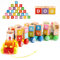 Jacootoys Kleinkind ziehen entlang Zug Holz ABC Lastwagen Set Stapelspiel Montessori Vorschule Lernen Spielzeug LKW Nachziehspielzeug ab 3 Jahre