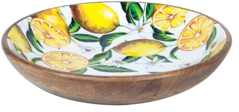 BY SIGRIS - Cuenco Madera | Plato Hondo Decorativo de Madera - Diseño Limones, Diámetro 30 cm Decor And Go