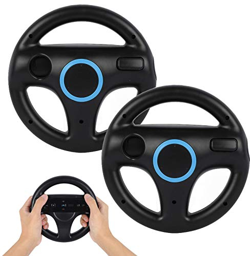 GEEKLIN Lenkrad für Wii Controller, 2 Stück Racing Wheel Kompatibel mit Mario Kart, Game Controller Wheel für Nintendo Wii Remote Game
