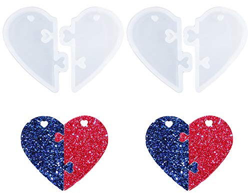 Nifocc Stampo in silicone a forma di cuore amore cuore resina epossidica stampo gioielli stampo in ghisa stampo cuore split stampo per gioielli decorazione portachiavi fabbricazione fai da te