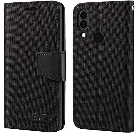 Geflochtene Lederhülle für CAT S62 Pro - Schwarz | 5.7 Oxford-Gewebe-Wallet-Flip-Cover mit innerer TPU-Schale, integriertem Ständer und Kartenfächern