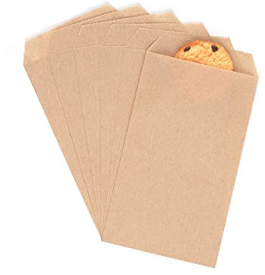 Quotidian Marron Plat Moyen Papier Kraft Sulfurisé Sacs 3 x 5 (8 x 13,3cm) Paquet de 100 - Pâtisserie Biscuits Friandises Bonbons Mariage