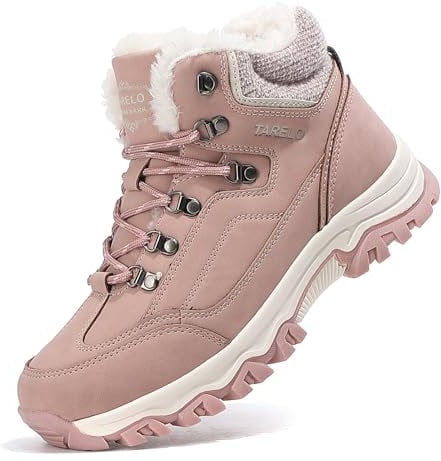 TARELO Bottes Hiver Femme Antidérapant Bottines Rose 41