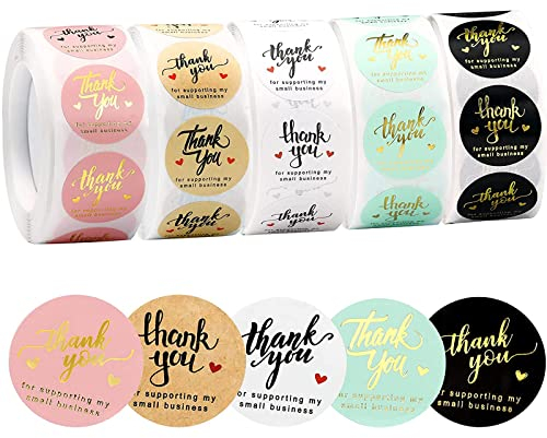 CYH 2500 Stück Aufkleber für Dankeschön-Etiketten, Dankeschön, selbstklebend, Rolle mit Dankeschön, Etiketten auf Rolle, Thank You For Supporting My Small Business CYH155