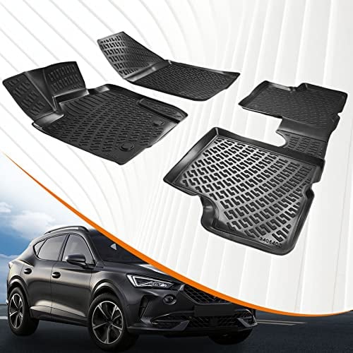Trimak Passgenau 3D Fussmatten Auto Kompatibel mit Cupra Formentor ab 2020 Auto Zubehör 1. Und 2. Reihe Gummimatten Autos TPE Allwetter Geruchlos rutschfest Vorne und Hinten Schwarz