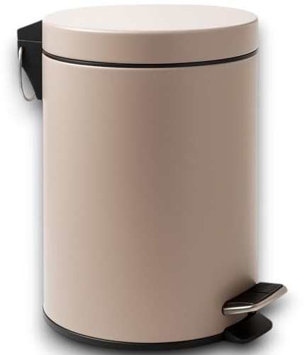 KORAT - Pattumiera in Metallo con Pedale – 6 Colori, 4 Formati – Elegante, Robusta, Made in Italy – Bagno, Cucina, Ufficio (Tortora, 12 Litri - 25x25x39 Cm)
