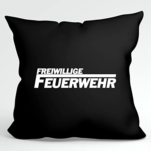 Huuraa Kopfkissen Freiwillige Freuerwehr Geschenk 40x40cm mit Füllung Black Baumwolle Freiwillige Freuerwehr Deko