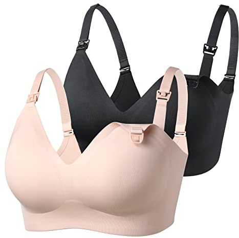 Momcozy Nursing Bras for Breastfeeding, YN21 Seamless Ultra Comfort Maternity Bra, Natural Shape, Pregnancy Sleep Bralette