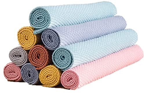 Cleaning Cloth Large Fish Scale Cleaning Cloth, Microfiber Cleaning Cloth, Kitchen Wiping Dishes/glasses/cars, 40x50cm (Color : 20pcs, Size : 40x50cm)