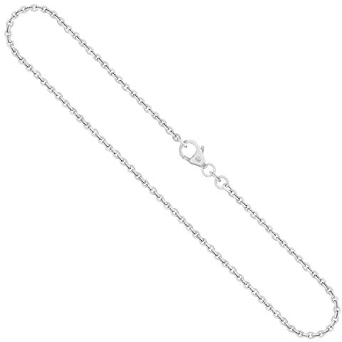 EDELIND Goldkette Herren Damen Echtgold 2 mm, Ankerkette rund 750 aus Weißgold, Kette Gold mit Stempel, Halskette mit Karabinerverschluss, Länge 34 cm, Gewicht ca. 5 g, Made in Germany