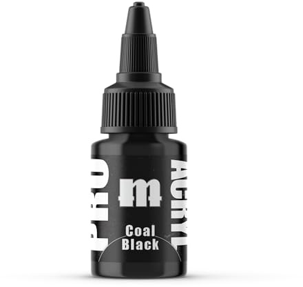 PRO Acryl 22ml Acrylic Paint - Non-Toxic Acrylic Paint for Miniatures and Wargames - Compatible with Both Brush and Airbrush Techniques - Coal Black