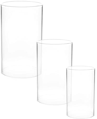 Kerzenhalter Zylinder Windlichtglas Kerzen Glaszylinder Windlicht Glashütte Ohne Boden Ersatzglas Lampenglas für Windlicht Teelicher Zuhause Wohnzimmer Dekoration 3 Stück