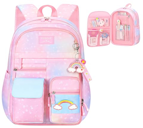 Voici et Voila Rucksack Mädchen 6 Jahre Schulranzen Mädchen Rosa Grundschule Schulrucksack Schultasche Mädchen Kinderrucksack Schule Rucksack Mädchen Grundschule 8 Jahre 45x32x18cm