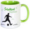 Unikatolo Tasse Schulkind mit Name personalisiert Geschenk Schulanfang Namenstasse Schulstart Kinder Schultüte Erste Klasse Jungs Einschulung Zuckertüte Kleinigkeit Mitbringsel (Fußball grün)