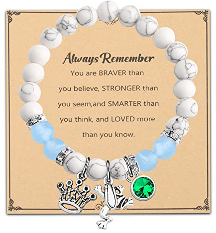 MYOSPARK Prinzessin inspiriertes Geschenk Frosch Armband Tiana Prinzessin Fans Geschenk You Are Braver Stronger Smarter Than You Think