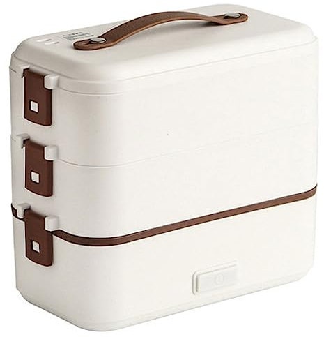 Electric Lunch Box, Warm Lunch Box for Adults, Portable Food Warmer for Car/truck/home Self-heating Box with 304 Stainless Steel Container, Plug In Lunch Box (White,L)