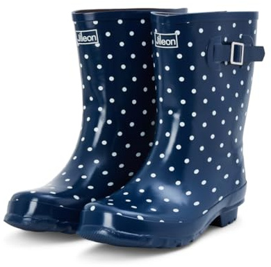 Jileon Half Height Wellies for Women -Wide in Foot (EEE) and Ankle- Easy to Slip on and Off
