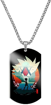 MayDee Hunter Hunter Edelstahl Halskette Mit Farbigem Druck Personalisierte Männer Anhänger, Hunter Anime Anhänger (D)