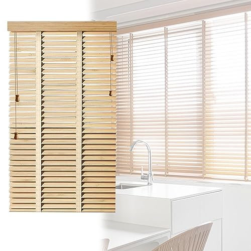 DZHTUF Persiane in legno naturale, per finestre, lamelle da 50 mm, tende isolate in legno per ufficio/casa, 103 misure, tenda per finestre in legno massiccio, larghezza 30 x altezza 180 cm